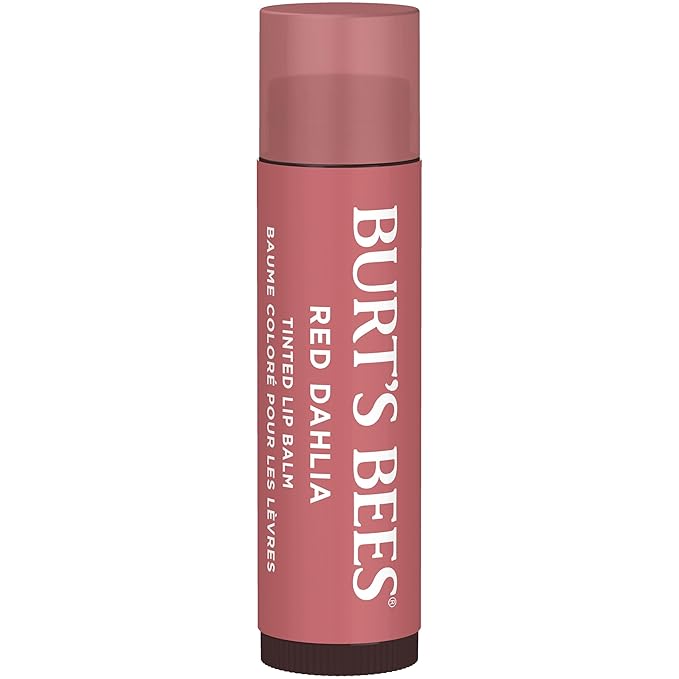 Burt's Bees Easter Basket Stuffers, Lip Tint Balm with Long Lasting 2 in 1 Duo Tinted Balm Formula, Color Infused with Hydrating Shea Butter for a Natural Looking Buildable Finish, Red Dahlia (2-Pack)