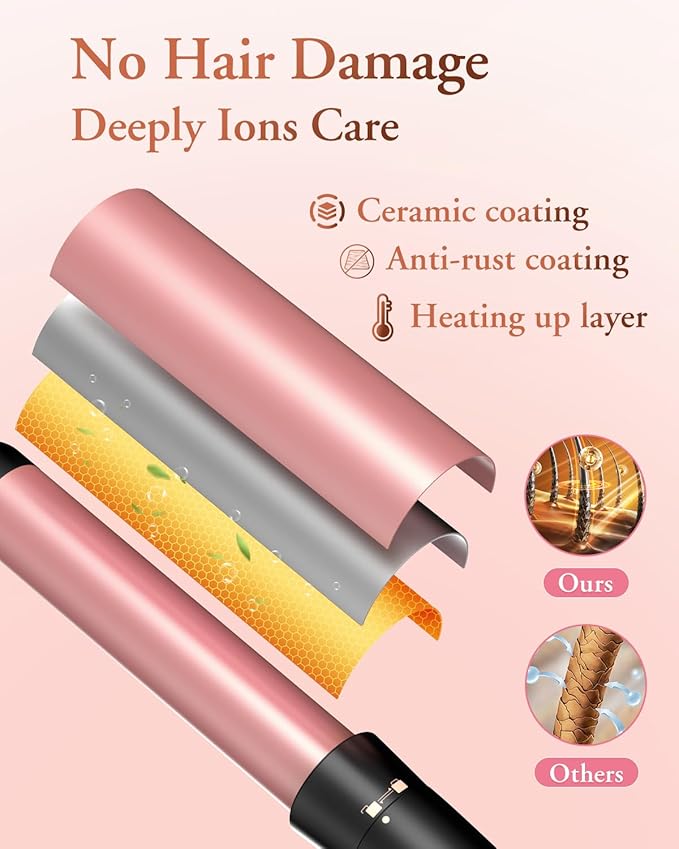 5 in 1 Wand Curling Iron-Kinked Curling Wand Set with Flat Iron Hair Straightener, 3 Barrels Hair Crimper, 3 Ceramic Curling Irons (0.35"-1.25"), 2 Temps Fast Heat Hair Waver Curler with Glove & Clip