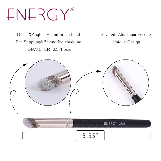 ENERGY Concealer Brush Set Professional Angle Under Eye Concealer Brushes Flat Top Perfect For Eye Concealer Foundation Blending Liquid Cream or Flawless Powder Cosmetics Buffing Stippling