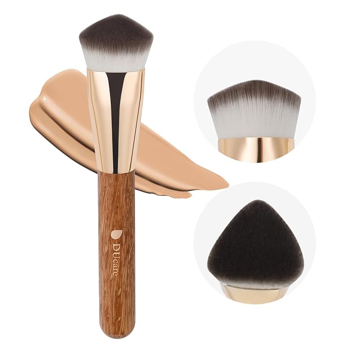 DUcare Angled Foundation Brush for Flawless Makeup Application Professional Liquid, Cream Powder Foundation Brush with Dense Bristles(Triangle)