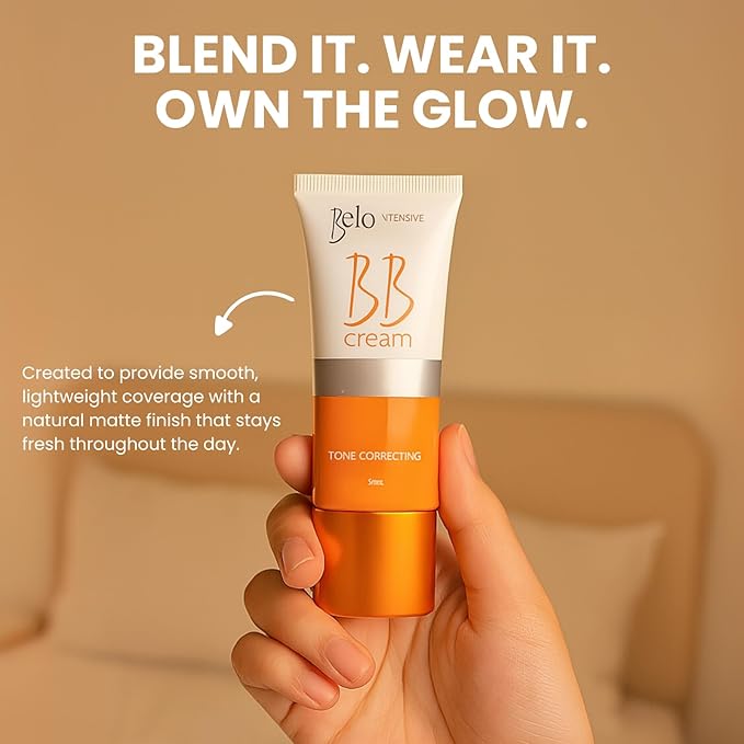 Belo Essentials Intensive BB Cream Medium Tone | Hydrating, Long-Lasting Face Makeup Primer, Concealer & Foundation | Natural Matte Finish with Medium Coverage - 50ml