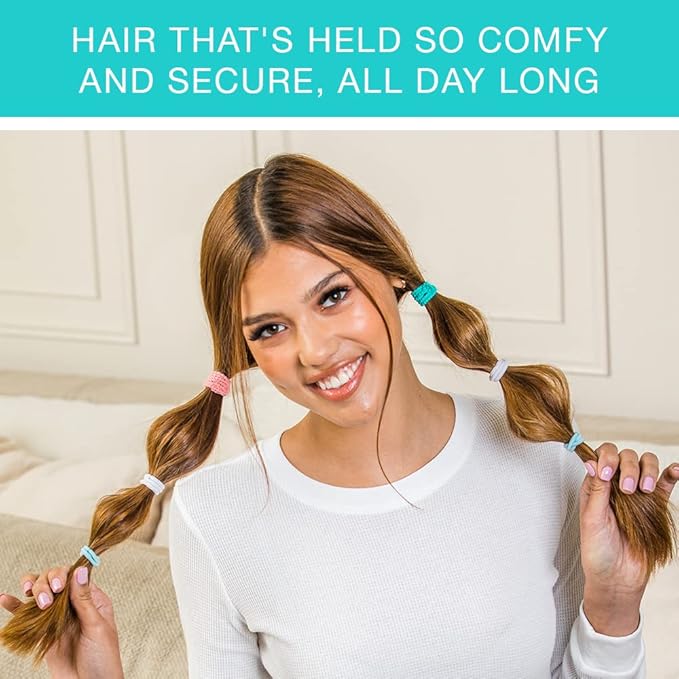 Scunci by Conair No Damage Elastic Hair Ties in Assorted Colors, 60 Pack Multicolor for Women and Men