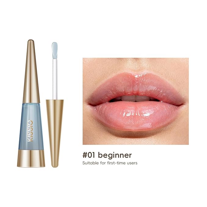KISSIO PLUMP Lip Plumper,0.3 fl oz (9 ml),Maximum Plump with Ginger and Peptides,Extreme Lip Plumper,Hydrating and Plumping,Lips Lines Care,Lips Gloss,Beginner | Large capacity, Powerful Formula