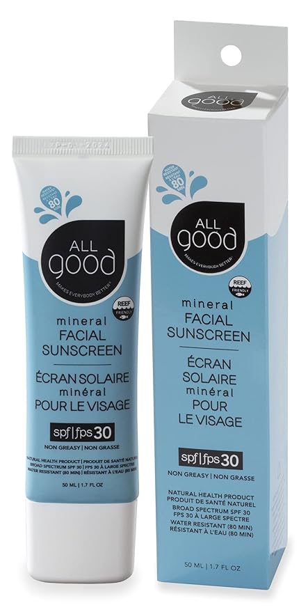All Good Facial Mineral Sunscreen Lotion SPF 30 | Daily Face Moisturizer, Nourishing Botanicals, Hyaluronic Acid, Green Tea, Aloe, Calendula, Raspberry Seed Oil | 1.7oz (3-Pack)