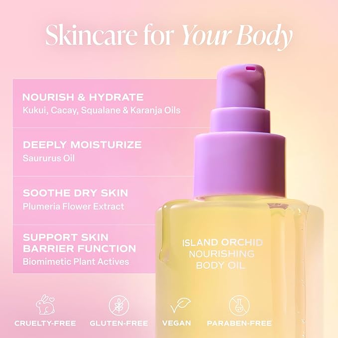Saltair Body Oil – Silky After Shower and Bath Dry Oil for Women and Men – Non-Greasy, Well-Absorbing Moisturizer for Hydrating Dry Skin – Island Orchid Scent, 4oz