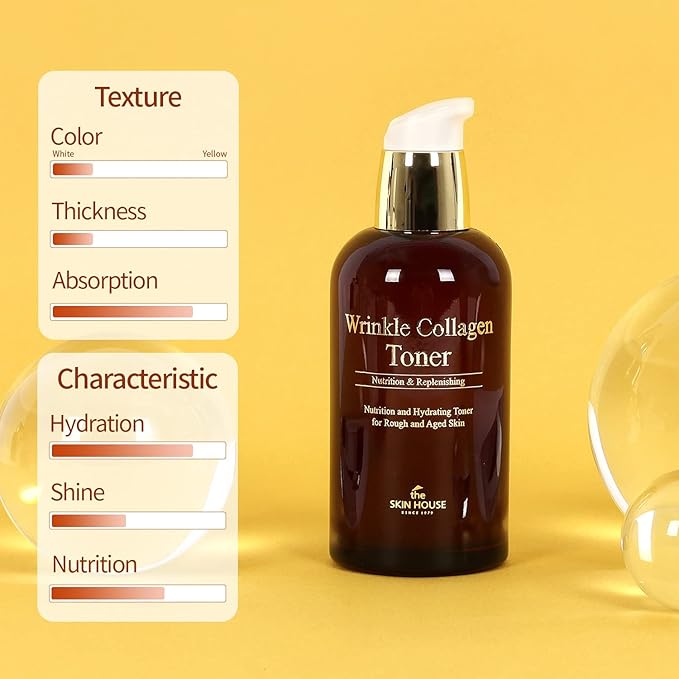 The Skin House Wrinkle Collagen Toner Wrinkle Firming Toner with Hydrolyzed Collagen | Boosts Elasticity & Moisture,Korean Skincare | 130ml / 4.39 fl.oz