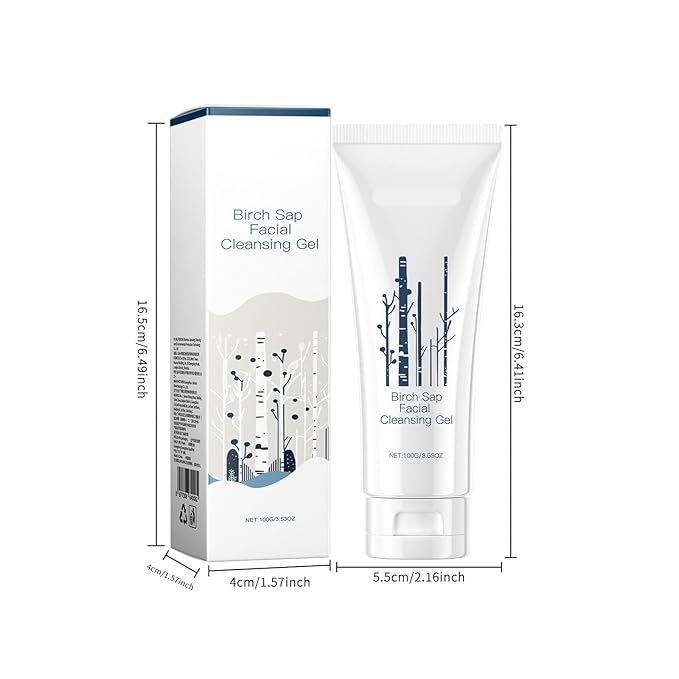 Birch Sap Cleanser Gel & Toner - Brighten Facial Skin, Hydrating, Soothe Sensitive Redness, Oil-Control Daily Moisturizing Skincare(2PCS)