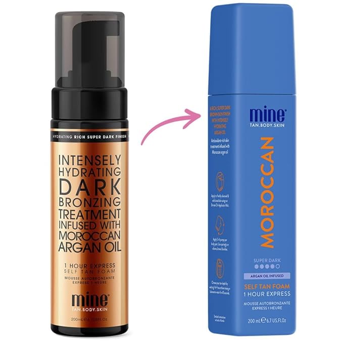 Minetan Self Tan Foam | Moroccan - 1 Hour Express, Best Sunless Tanning Mousse for a Deep Dark Bronze Skin Finish, Face & Body Fake Tanner, Ultra Hydrating Glow, Vegan & Paraben Free, 6.7 Fl Oz