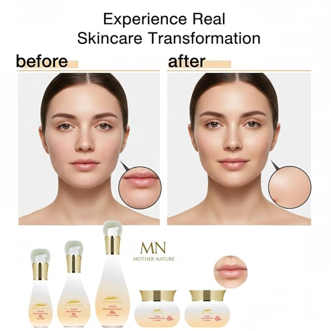 MN Mother Nature Enoki Menomush 5-Piece Skincare Set – Cleanser, Toner, Serum, Mask & Moisturizer – Mushroom Antioxidant Complex for Glowing, Radiant Skin – Anti-Aging & Hydrating Daily Routine