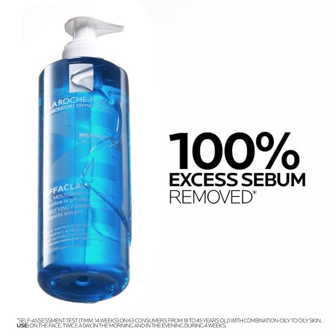 La Roche-Posay Effaclar Purifying Foaming Gel Cleanser for Oily Skin, With Zinc Pidolate To Remove Excess Oil & Shine, Alcohol Free & Oil Free, Sensitive Skin Tested