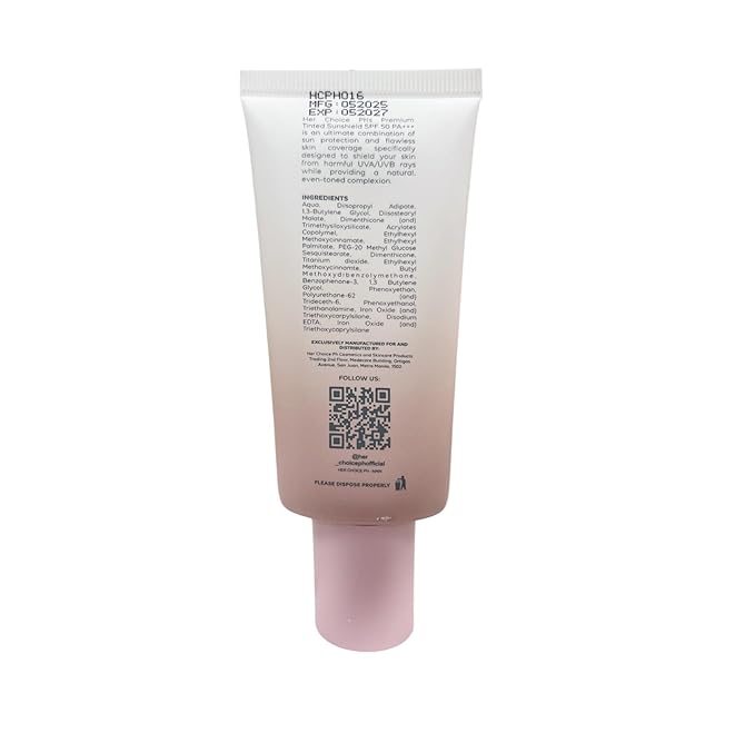Her Choice PH Premium Tinted Sunshield SPF 50 PA+++ | Broad Spectrum UVA/UVB Protection (50g)