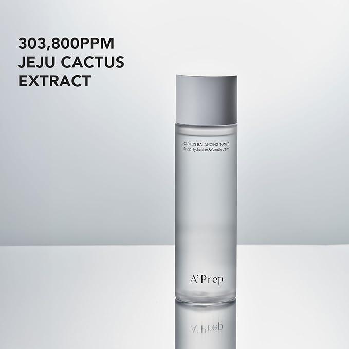 A'Prep Cactus Balancing Toner – Lightweight Hydrating Facial Toner with Jeju Cactus Extract, Hyaluronic Acid & Panthenol for Refreshing Skin, Korean Skincare, 150ml