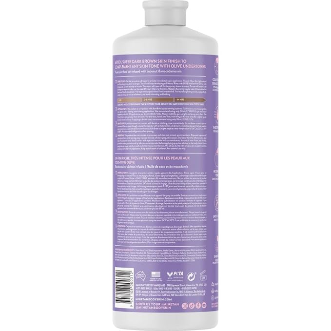 MineTan Spray Tan Solution | Violet - Fake Tanning Mist Best for Dark Bronzed Glow Skin Finish, Fast Drying, 1 Hour Express, Hydrating, Salon Professional Formula, Vegan, 33.8 Fl Oz