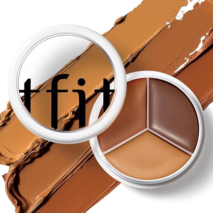Multi-Use Pot Concealer - Triple Palette | High-Pigmented, Full Coverage & Crease-Proof | Korean Concealer for Dark Circles, Redness & Blemishes (05 Deep, 0.52 Oz)