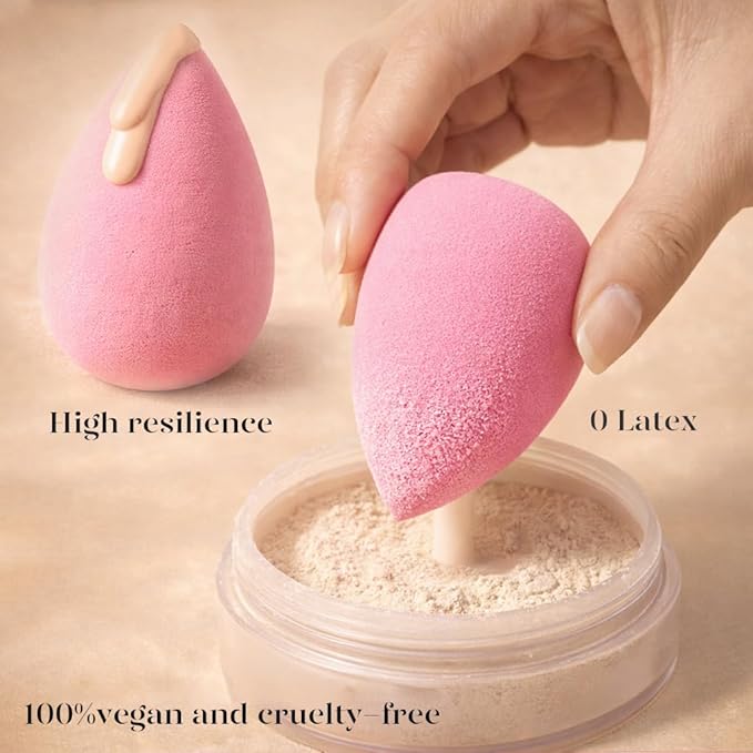 BEAKEY Makeup Brushes Sets, Brush Sets with Makeup Sponges (10+2pcs, with Black Case)