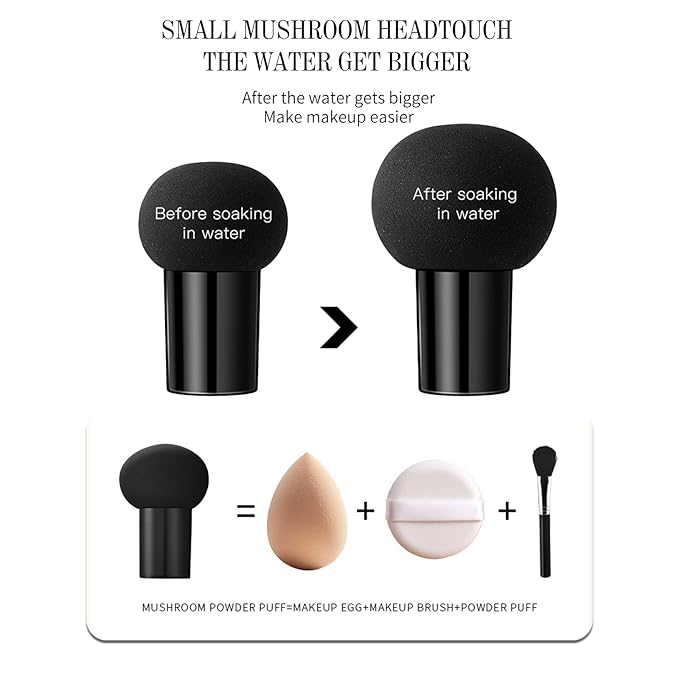 O'CHEAL Mushroom Head Air Cushion CC Cream,BB Cream Foundation Cream for Face Makeup Concealer Cushion for Face Comestics Make Up Long-Lasting Cushion Compact 01#IVROY