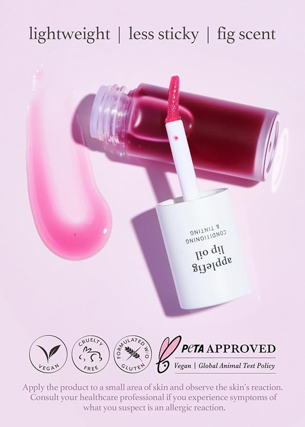 NOONI Korean Vegan Lip Oil - Applewine, 0.12 Fl. Oz. + Korean Lip Oil - Applefig, 0.12 Fl. Oz. Bundle