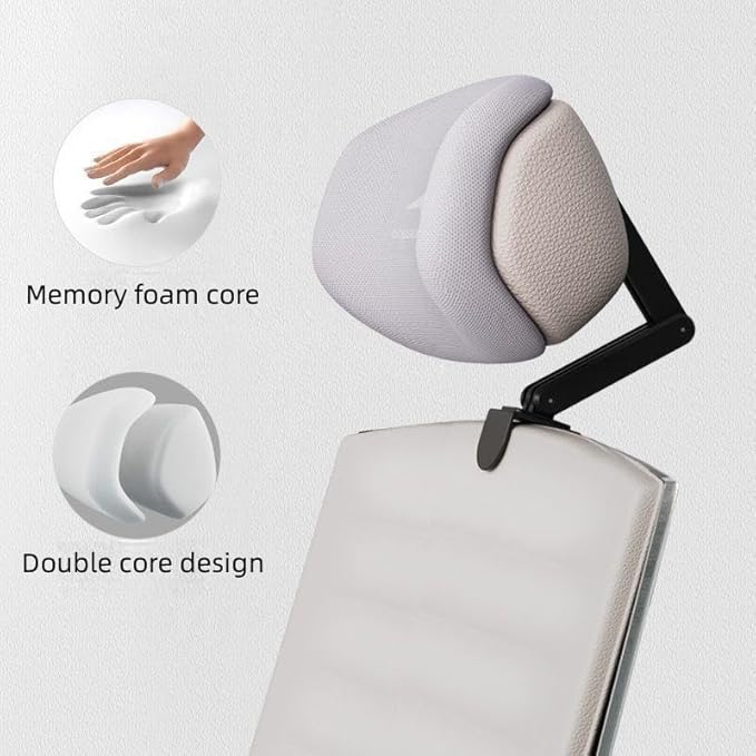 Headrest Attachment for Office Chair, Attachable Chair Head Rest, Desk Chair Neck Support, Elastic Sponge Head Pillow Adjustable Height and Angle (Upgraded Version(Gray))