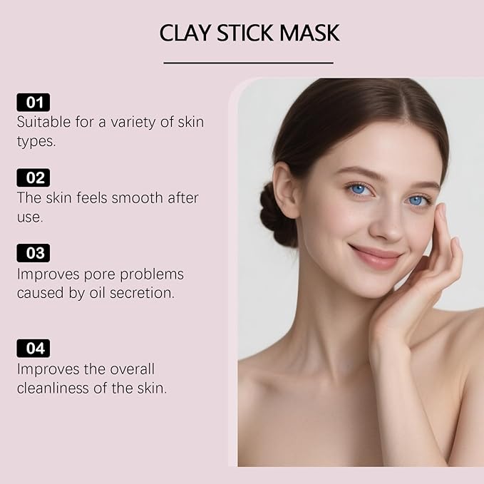 2PC Centella Clay Stick, Centella Pore Minimizing Mask, Face Moisturizes Oil Control Blackhead Remover, for All Skin Men Wome