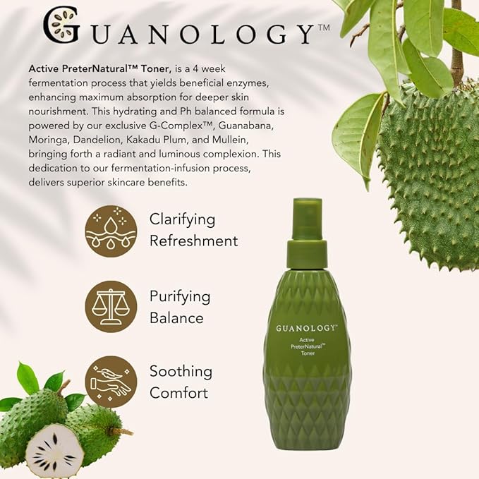 Active PreterNatural Toner: 7‑in‑1 Hydrates, pH‑Balances, Soothes, Firms, Brightens, Plumps & Renews. 4‑wk Ferment Boosts Absorption + Our G‑Complex & Active Botanicals. Cruelty‑Free