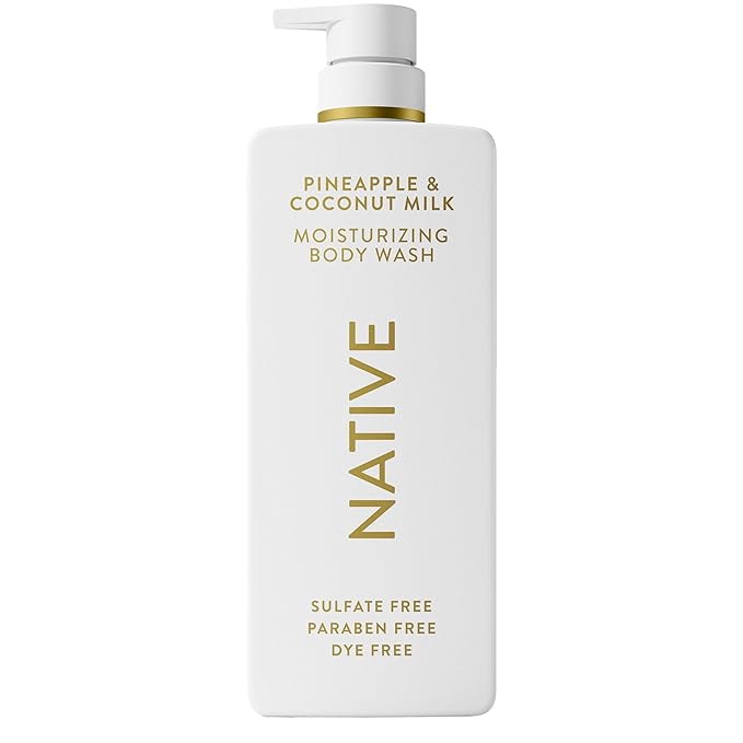 Native Moisturizing Body Wash, Pineapple & Coconut Milk, 24-Hour Hydration for Dry & Sensitive Skin, Made with Real Shea Butter, Sulfate & Paraben Free, 22 oz