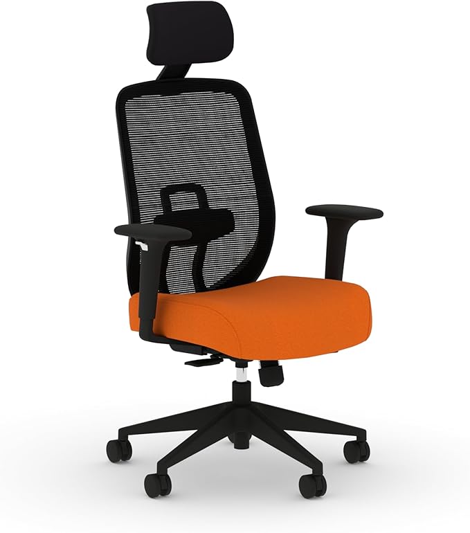 HON Altern Ergonomic Office Chair with Headrest, Arms, Wheels, Foam Cushion Seat, Mid Back Home Office Desk Chair Comfy, Gaming Chair, Height Adjustable Arms, Synchro-Tilt, Black Frame, Apricot