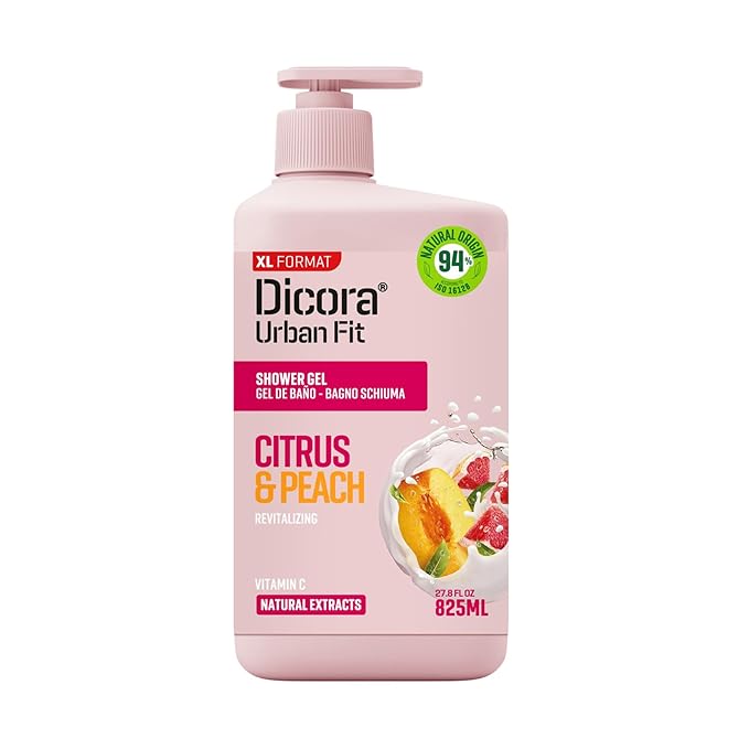Dicora Urban Fit Shower Gel - Body Wash Women and Men - Hydrating and Nourishing Body Wash with Long-Lasting Freshness - Citrus and Peach - 27.8 oz