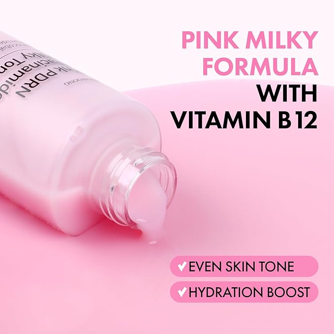 TOSOWOONG Pink PDRN Niacinamide Milky Toner, Niacinamide 5% Dark Spot Care, Salmon DNA PDRN Soothing, 3 Ceramides & 12 Peptides Moisturizing, Glass Glow Skin, Korean Skincare, 150ml / 5.07 fl. oz.