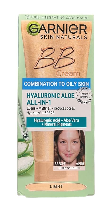 Garnier Skin Naturals Combination to Oily Hyaluronic Aloe All-in-1 BB Light Cream, 50ml