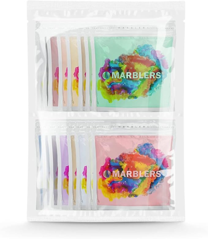 MARBLERS Mica Powder Colorant Set [Pearl 16 Color Set] |Cosmetic Grade | Epoxy Resin Pigment | Dye | Non-Toxic, Vegan, Cruelty-Free | Lip Gloss, Nails, Body Butter, Bath Bomb, Candle & Soap Making