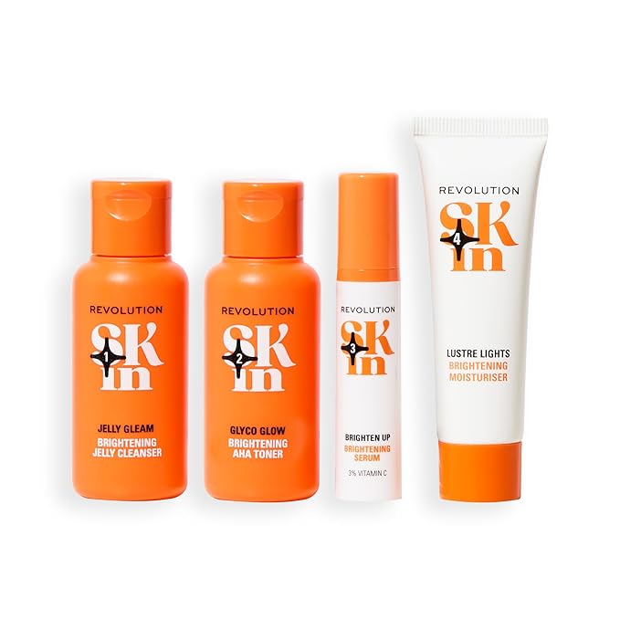 Revolution Skin, Be Bright 4 Step Starter Kit, Skincare Set with Cleanser, Toner, Serum & Moisturizer, Vegan & Cruelty-Free, 4 Mini Products
