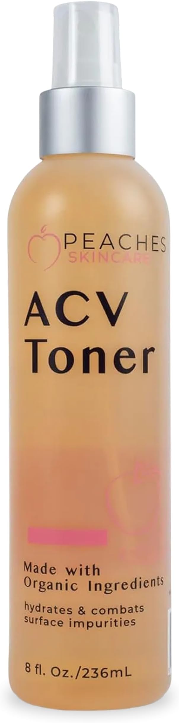 Peaches Skin Care Apple Cider Vinegar Face Toner - Vegan Facial Toner with Citrus Extracts – Gently Exfoliation for Healthy Skin – 8 oz