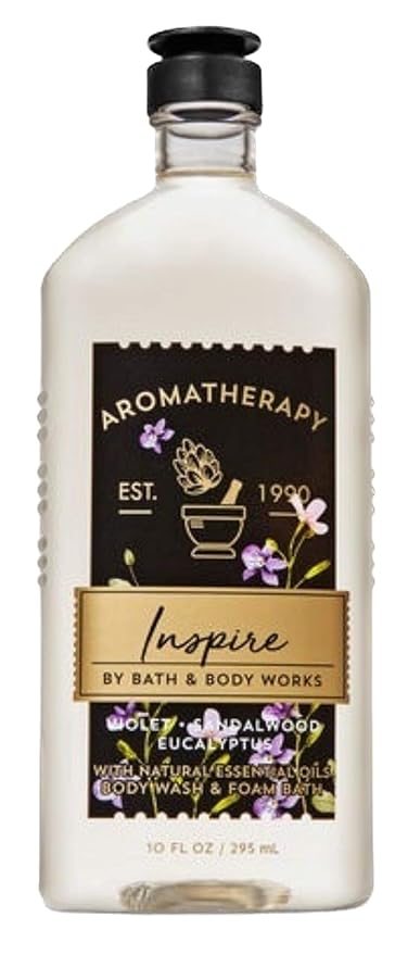Bath & Body Works Inspire Body Wash and Foam Bath - Violet + Sandalwood + Eucalyptus - 10 ounce bottle