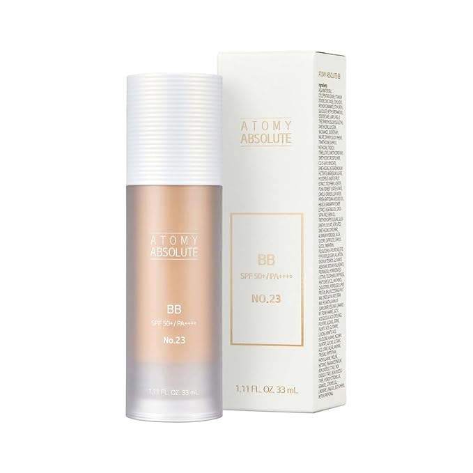 Absolute BB Cream, SPF50+ PA++++, A.T.O.M.Y Natural Tone-Up Finish, 1.11 fl oz (33 mL), Lightweight Daily Base Makeup (1, No. 23)