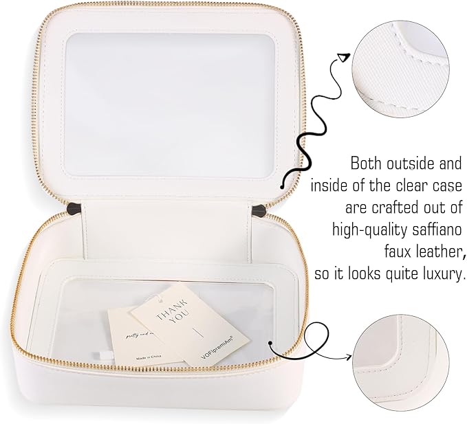Small Clear Makeup Bag Toiletry Bag Cosmetic Bag and Makeup Brush Holder,Waterproof Makeup Pouch Travel Bag Organizer Case with Zipper for Women Toiletries and Car Organizer
