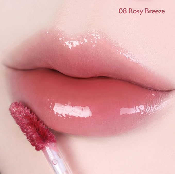 MILKTOUCH Jelly Fit Lip Tint (08 Rosy Breeze) with Cooling Plumping Effect and Water-Based Non-Sticky Texture | Long Lasting Korean Beauty Lipstain Tinted Gloss Oil | Stocking Stuffers for Women