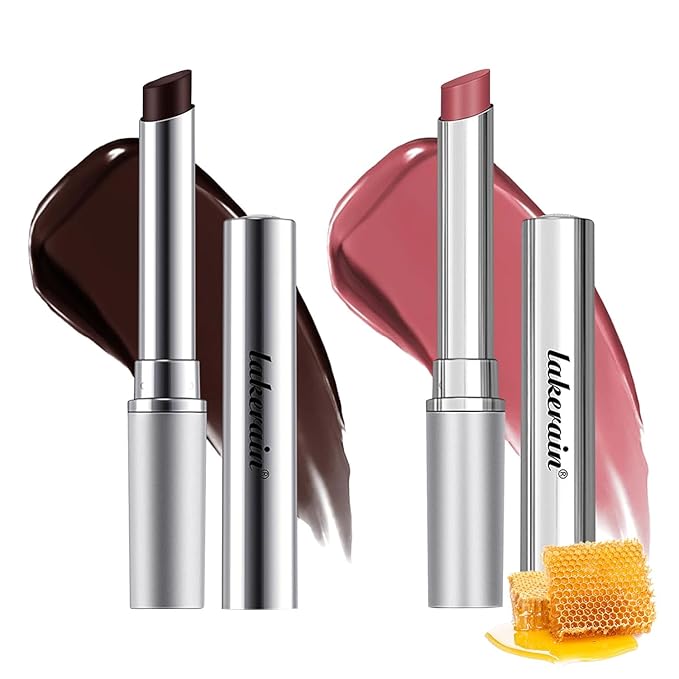 WEEMAY 2Pcs Honey Noir Lipstick, Deep Moisturizing Black Cherry Tint Lip Balm, Nourishing Honey Noir Lipgloss, Black and Pink Lip Tint, Hydrating Lipgloss for All Skin Tones