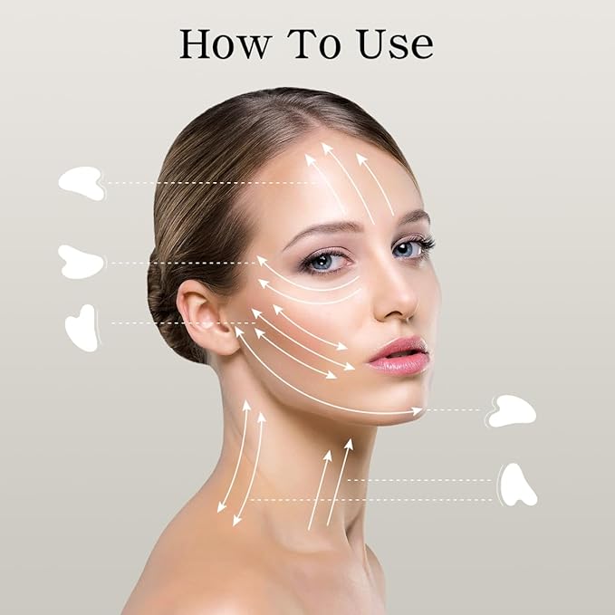 Rosenice Jade Gua Sha Facial Tool: 2 Pcs Face Sculpting & Massage Stone for Jawline Definition, Puffiness Reduction, Skin Care Tools for Men Women