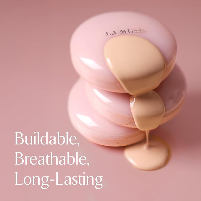 LA MUSE Korean Glow Cushion Foundation with PDRN | Shade No.22 Neutral Beige for Medium Skin | 65% Hyaluronic Acid Hydration | Natural Radiant, Lightweight Coverage | Light to Medium Buildable Finish