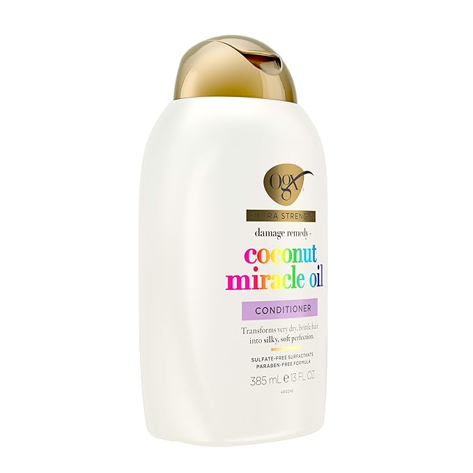 OGX Extra Strength Damage Remedy + Coconut Miracle Oil Conditioner for Dry, Frizzy or Coarse Hair, Paraben-Free, Sulfate-Free Surfactants, 13 Fl Oz