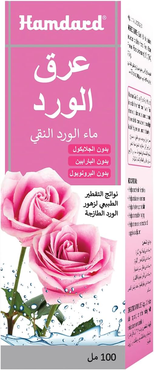 Hamdard Arq Gulab Pure Rose Water - 100ml / 3.38Fl Oz (Pack of 2)
