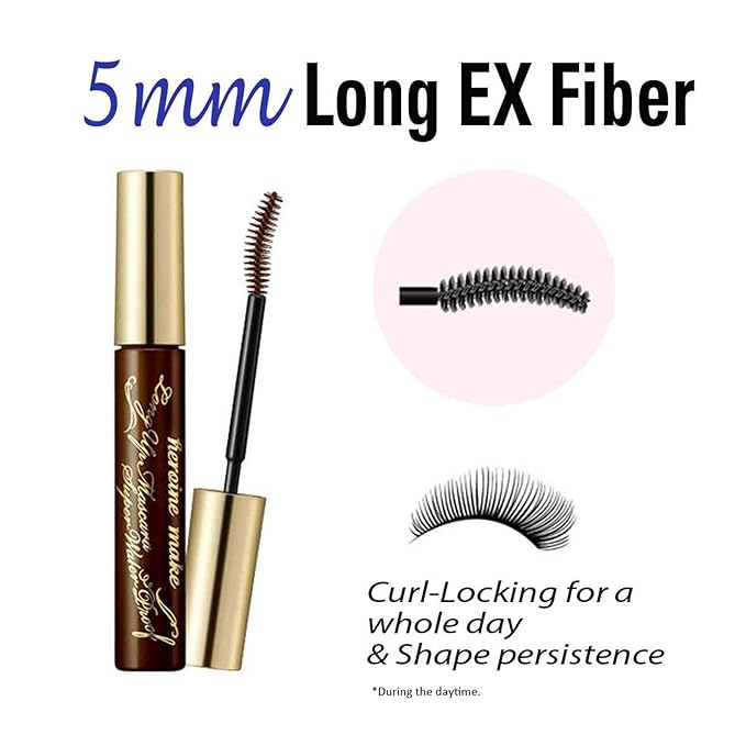 HEROINE MAKE by KISSME Brown Mascara Waterproof, Waterproof Mascara Volume and Length by Tubing Fiber for Long & Curl Eye Makeup for Women, Natural Lash Look for Sensitive Skin from Japan 1 EA