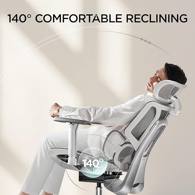 Hbada E3 Air Ergonomic Office Chair, Big and Tall Office Chair - with 3-Zone Dynamic Lumbar Support, 3D Adjustable Headrest, 3D Adjustable Armrests, Swivel, Grey(No Footrest)