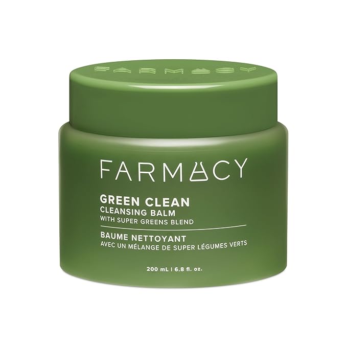 Farmacy Makeup Remover Cleansing Balm - Green Clean Waterproof Makeup Remover Balm + Oil Cleanser for Face - Gently Melts Make Up + SPF - Hydrates + Softens Skin with Super Greens + Papaya (200ml)