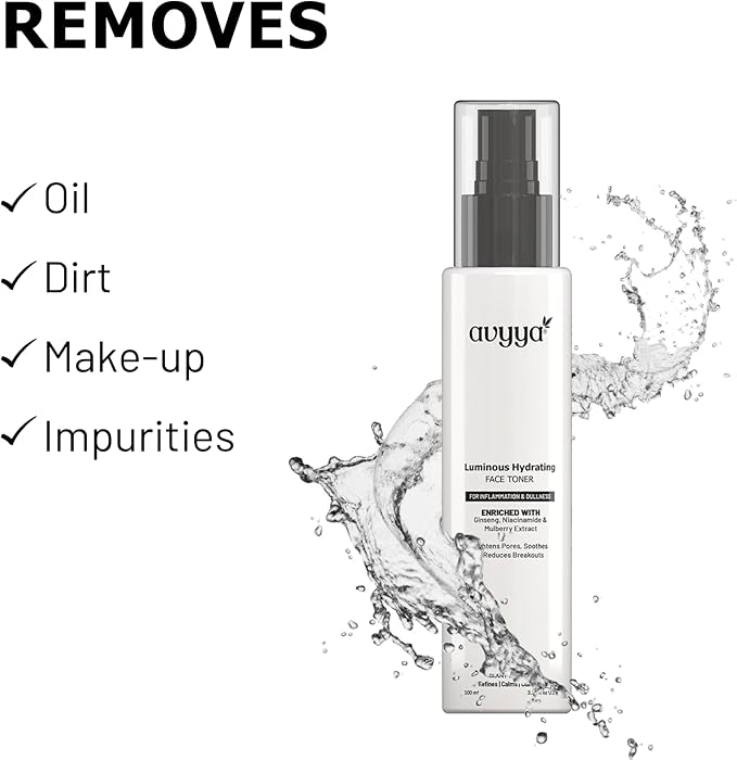 Luminous Hydrating Face Toner with Ginseng, Niacinamide and Mulberry for Dull Skin, Pore Tightening, Acne Control, Brightening | for All Skin Types, Men & Women - 3.38 fl oz