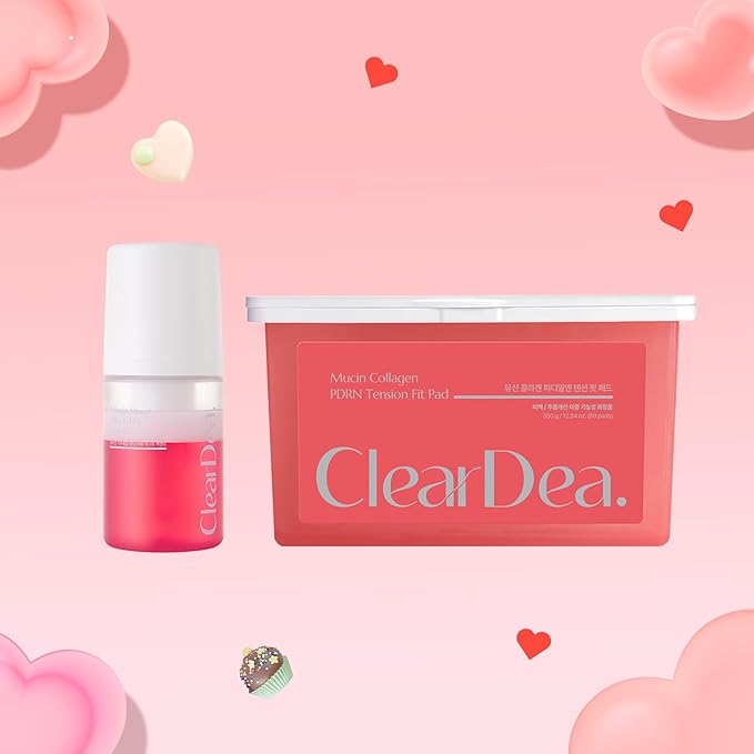 Pink Glow Duo – Tension Fit Cooling Pads & Mucin Mineral Bubble First Essence | Hydrating & Elasticity Care Skincare Set