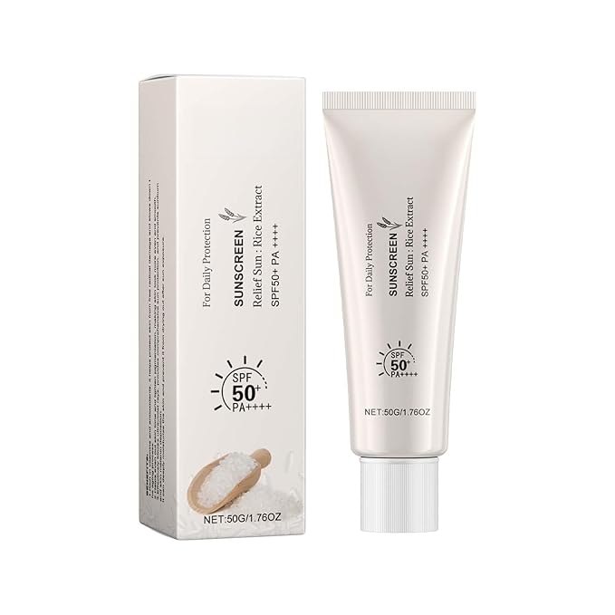 Sunscreen - Rice Sun screen with SPF 50+ PA++++, Sunscreen Lotion Sunblock, Anti-Aging Foundation Cream, Essential for Summer
