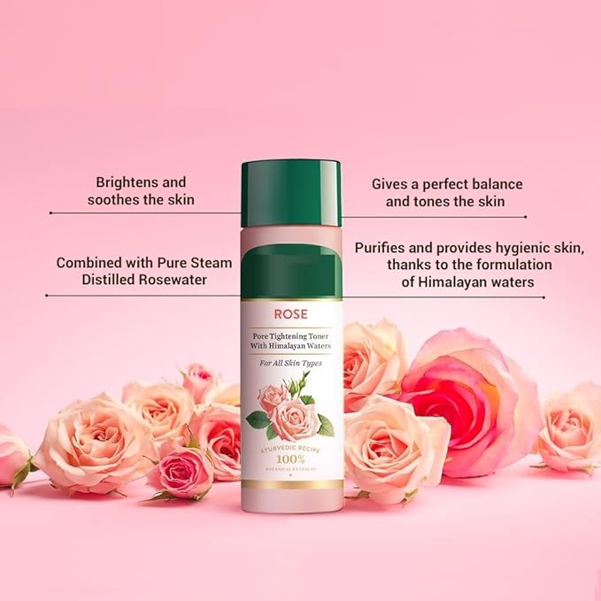 AM Pure Rose Water, Rejuvenating Mist for Face and Body Steam Distilled, for All Skin Types Rose Toner, 120ml