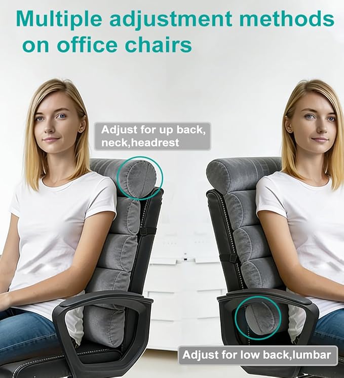Lumbar Support Pillow for Office Chair,Computer/Desk Chair/Couch,Sitting on Bed,Back Support Adjustable for Chair,Patented 6-fold semicircular Back Cushion (Short Velvet Cover)