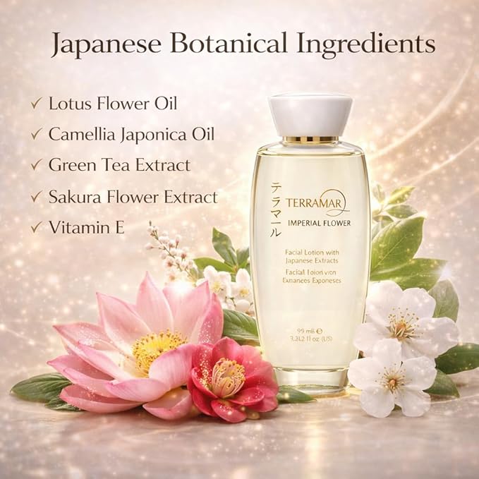 Imperial Flower Japanese Botanical Facial Lotion – Hydrating Face Toner with Camellia, Green Tea & Lotus Extracts – Lightweight Daily Skincare for Women & Men – 95 ml / 3.21 fl oz